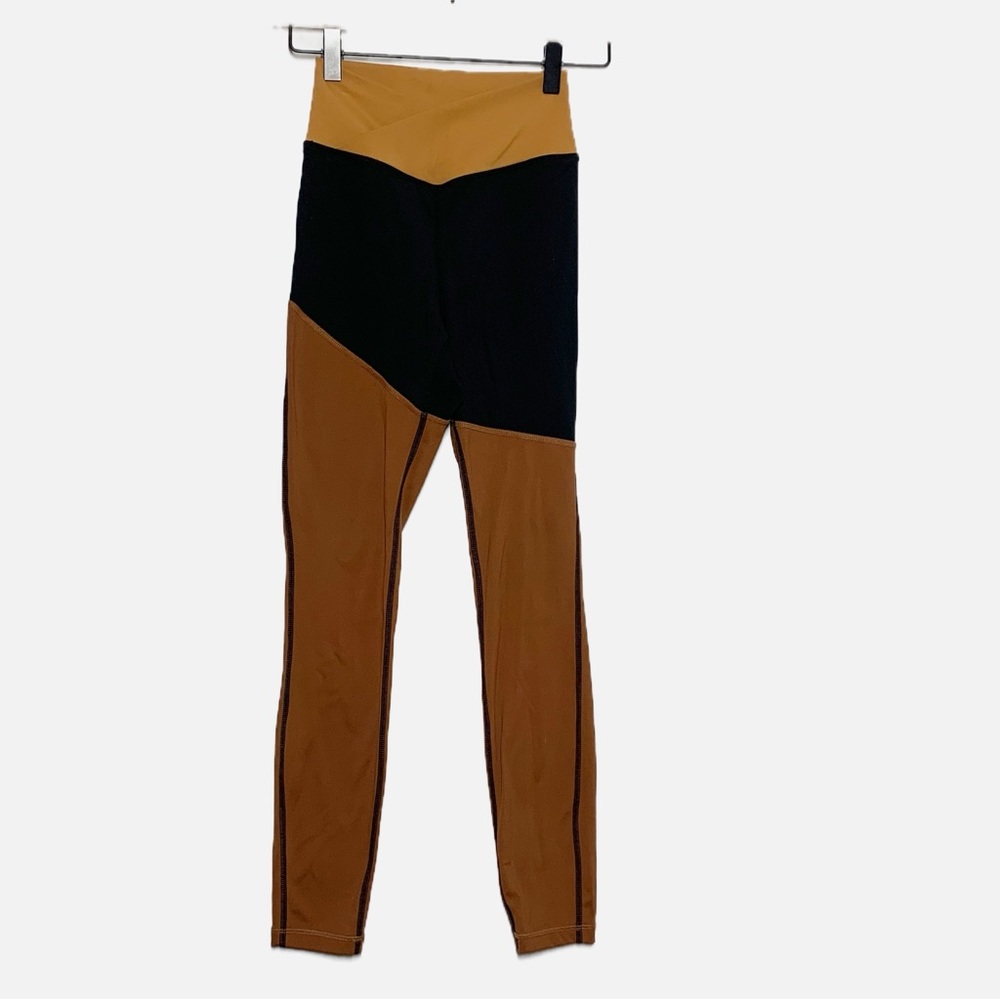 WeWoreWhat color block high waisted crossover leggings XS earth tones cozy fall
